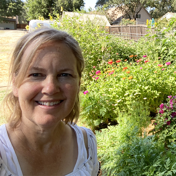 Cheryl Gutierrez in her garden